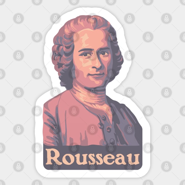 Jean-Jacques Rousseau Portrait in Pink Sticker by Slightly Unhinged